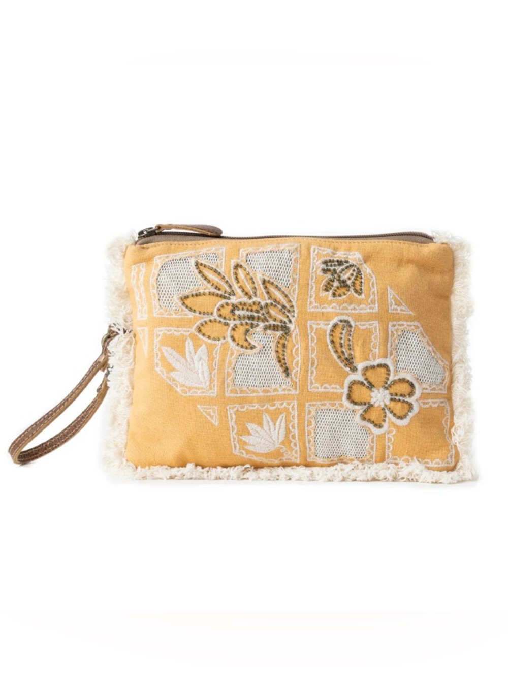 Myra Bag Amber Harvest  Embroidered Floral Wristlet Pouch